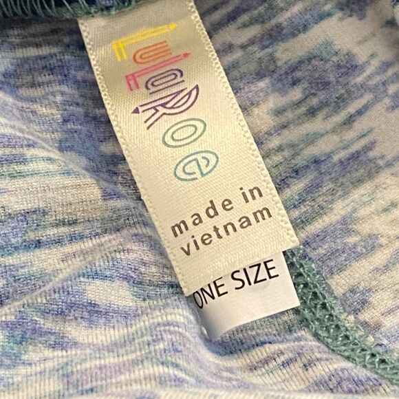 1414 LuLaRoe Leggings Size OS Blue and Blue Striated Stripes Print New - Picture 3 of 4